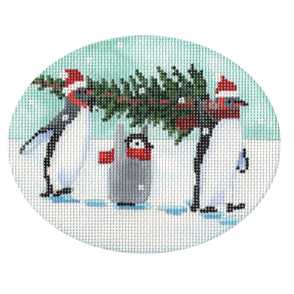 Penguins & Tree Canvas - KC Needlepoint