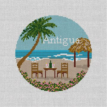 Antigua Travel Round Canvas - KC Needlepoint