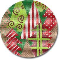 Red and Green Forest Canvas - KC Needlepoint