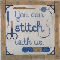 You Can Stitch With Us Blue Canvas - KC Needlepoint