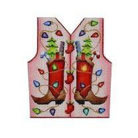 Cowboy Boots Christmas Vest Canvas - KC Needlepoint