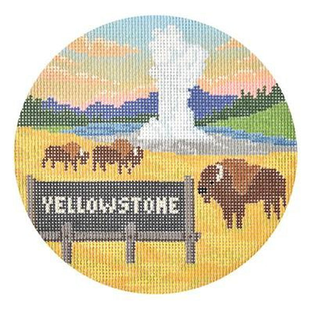 Yellowstone Travel Round Canvas - KC Needlepoint