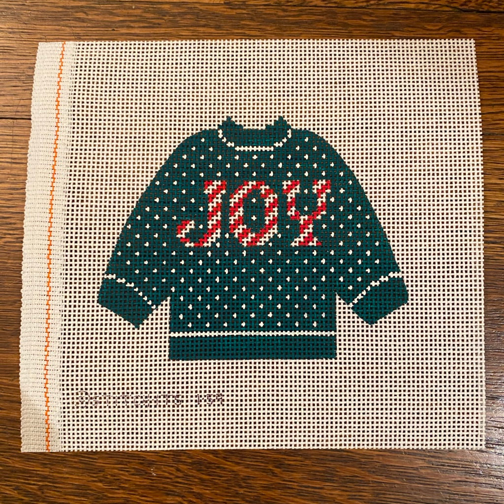 Candy Cane Joy Pullover Sweater Needlepoint Canvas - needlepoint