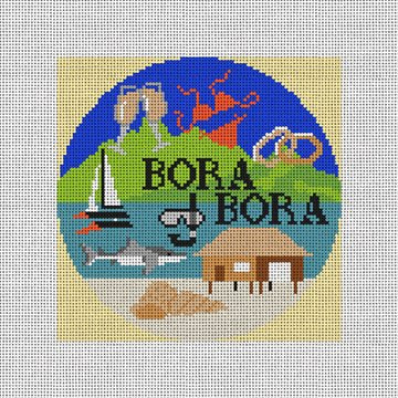 Bora Bora Travel Round Canvas - KC Needlepoint
