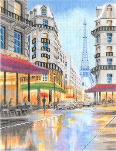 Paris Street Scene Canvas - KC Needlepoint