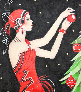 Art Deco Lady Christmas Canvas - KC Needlepoint