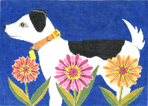 Petal Pusher - Dog Canvas - KC Needlepoint