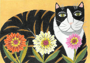 Petal Pusher - Cat Canvas - KC Needlepoint
