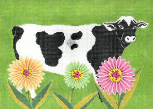 Petal Pusher - Cow Canvas - KC Needlepoint