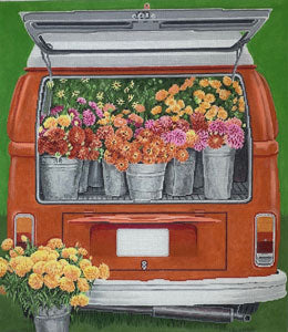 Bloomful Wagon Canvas - KC Needlepoint