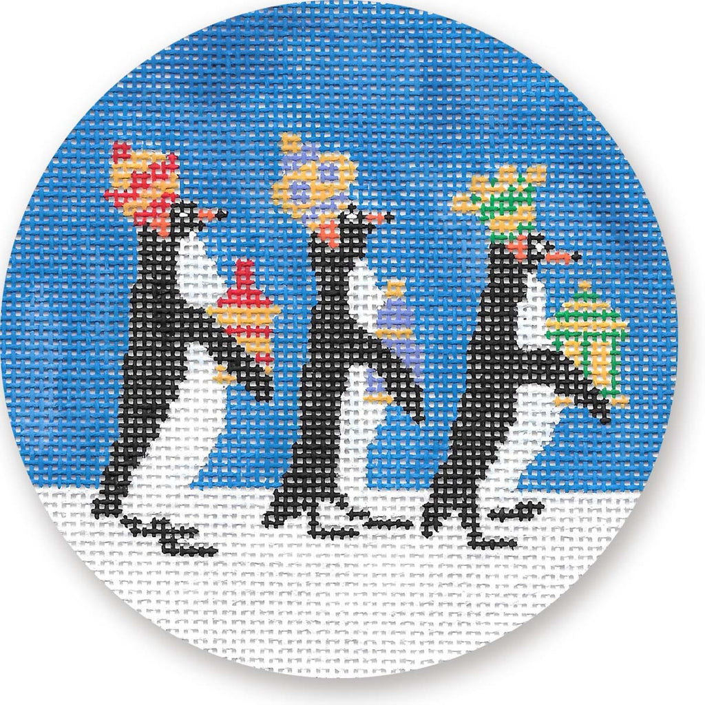 Three Penguin Kings Ornament Canvas - KC Needlepoint