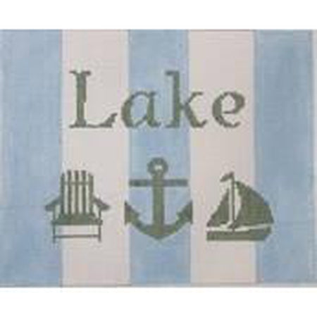 Blue and White Lake Canvas - KC Needlepoint