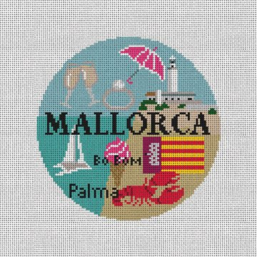 Mallorca Travel Round Canvas - KC Needlepoint