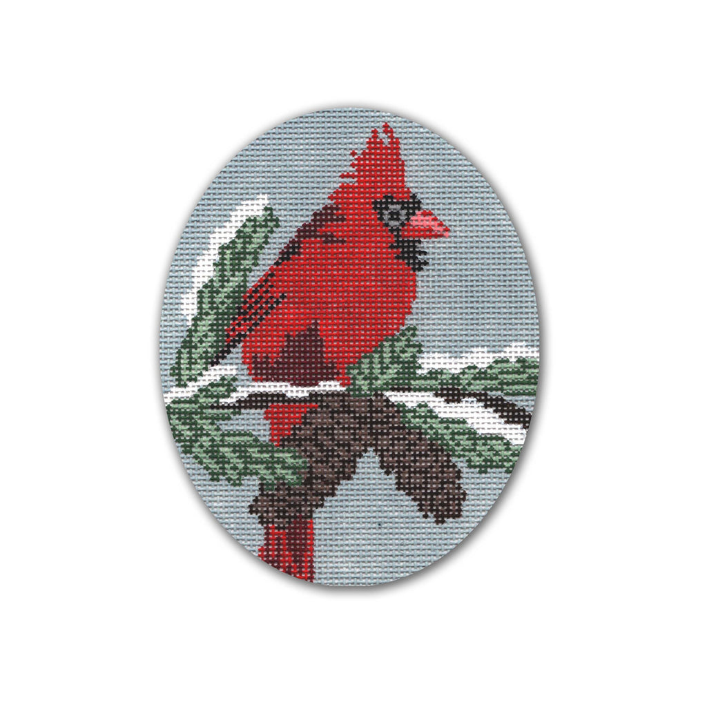 Cardinal with Pinecones Canvas - KC Needlepoint