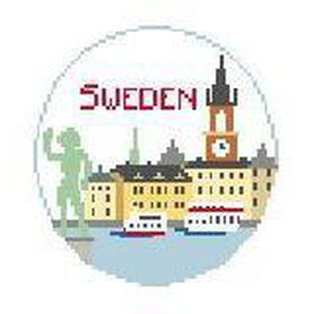 Sweden Travel Round Canvas - KC Needlepoint