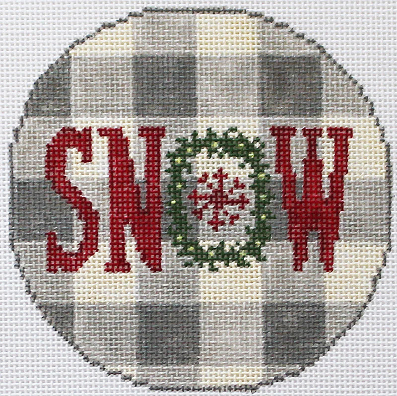 Snow Gingham Ornament Canvas - KC Needlepoint