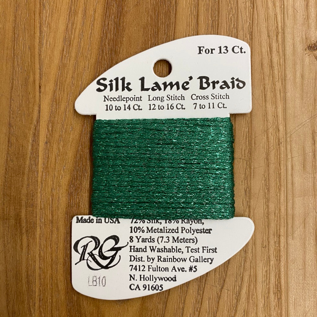 Silk Lamé Braid LB10 Green - KC Needlepoint