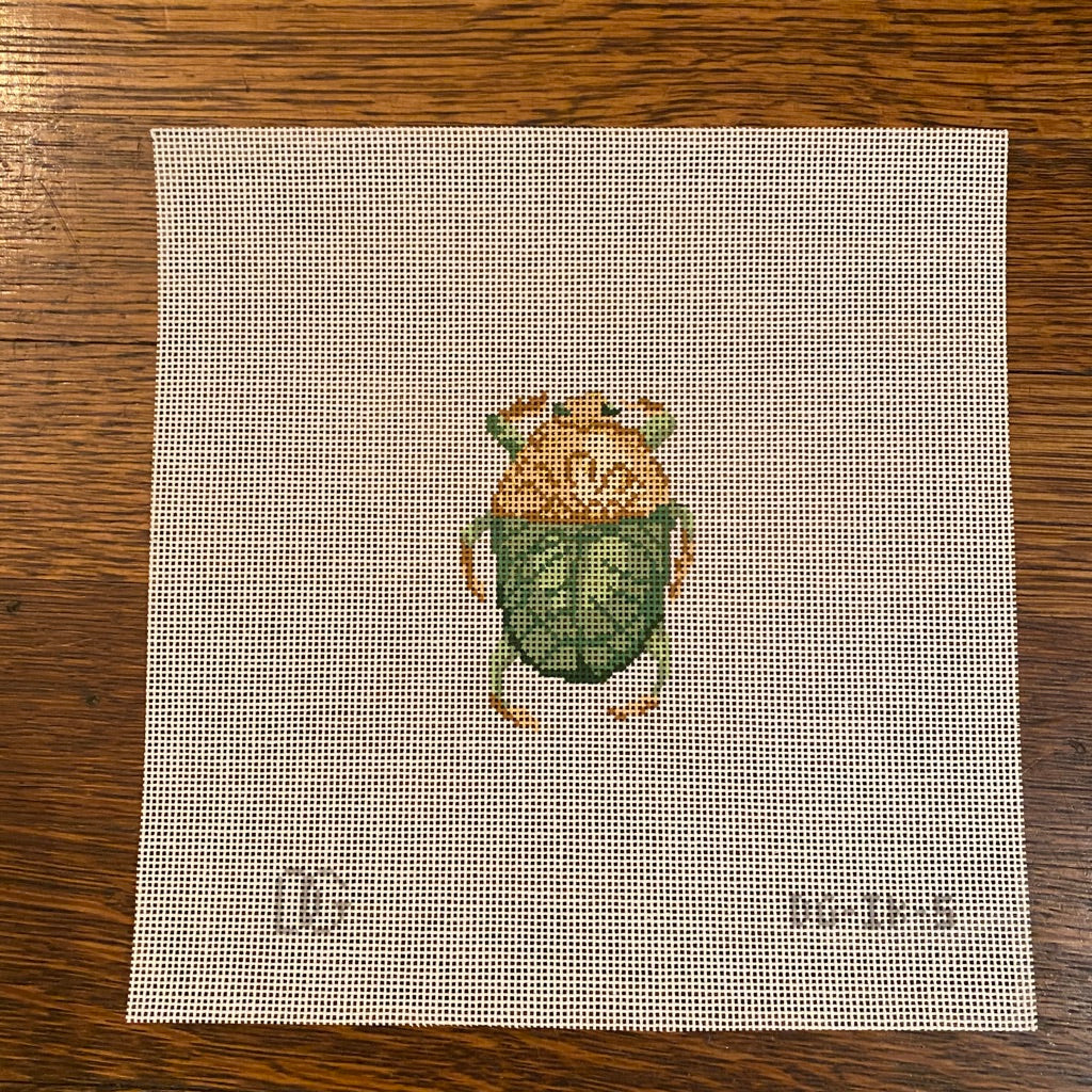 Green Scarab Canvas - KC Needlepoint