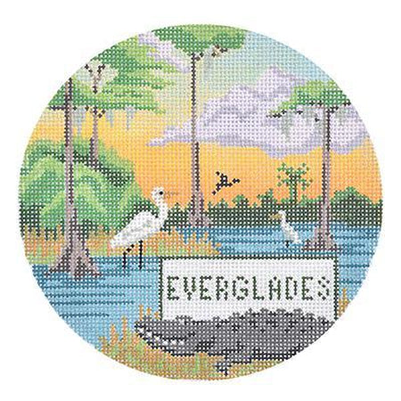 Everglades Travel Round Canvas - KC Needlepoint