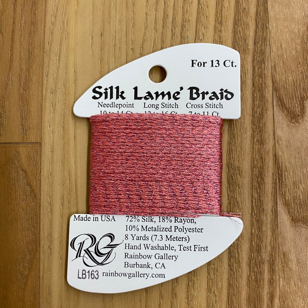 Silk Lamé Braid LB163 Medium Rose - KC Needlepoint