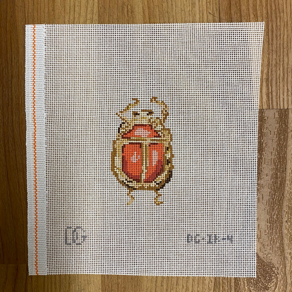 Coral Scarab Canvas - needlepoint