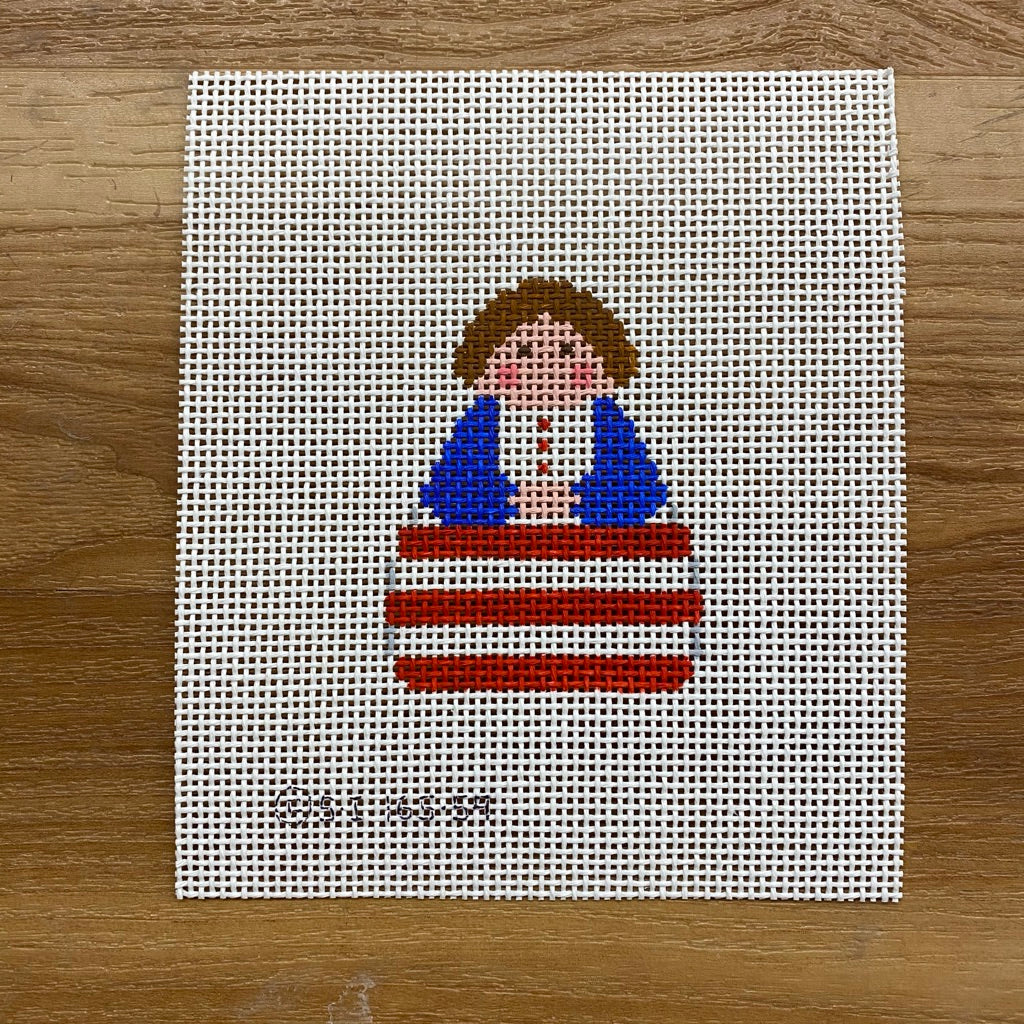 Red White Stripe with Blue Angel Canvas - KC Needlepoint