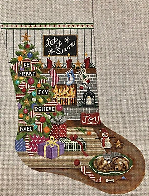 Let It Snow Stocking Needlepoint Canvas - KC Needlepoint