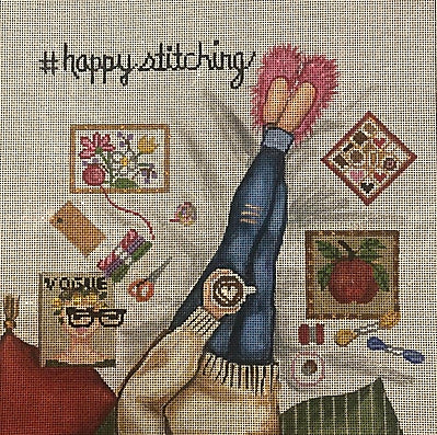 Happy Stitching Jeans Needlepoint Canvas - KC Needlepoint
