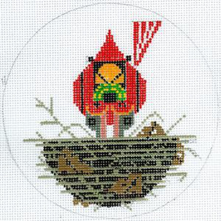 Cardinal Cradle Round Canvas - KC Needlepoint