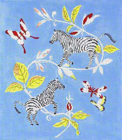 Zebras at Play Canvas - KC Needlepoint