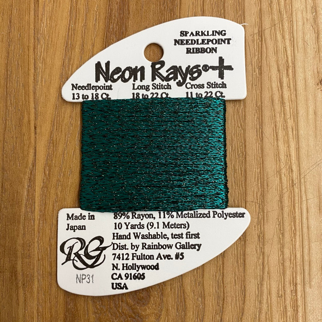 Neon Rays+ NP31 Forest Green - KC Needlepoint