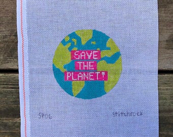 Save the Planet Canvas - KC Needlepoint