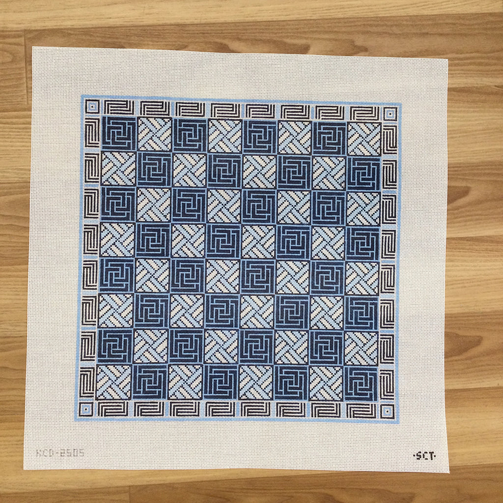 Blue and White Gameboard Needlepoint Canvas - KC Needlepoint