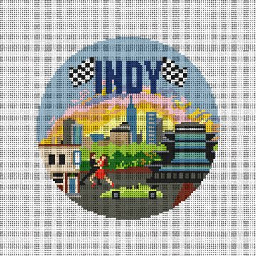Indy Travel Round Canvas - KC Needlepoint