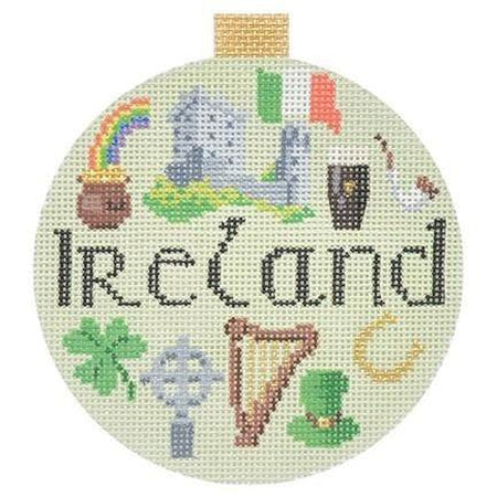 Ireland Travel Round Needlepoint Canvas - KC Needlepoint