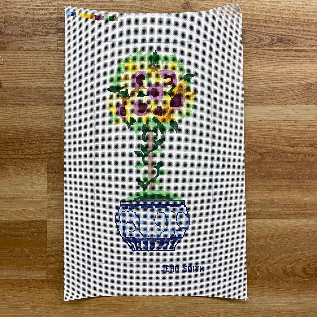 Small Sunflower Topiary Needlepoint Canvas - needlepoint