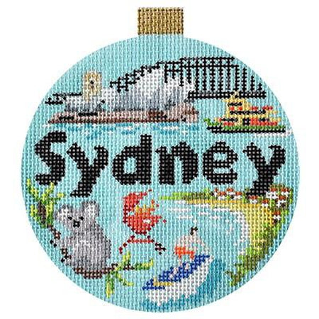 Sydney Travel Round Needlepoint Canvas - KC Needlepoint
