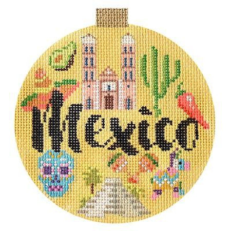 Mexico Travel Round Needlepoint Canvas - KC Needlepoint