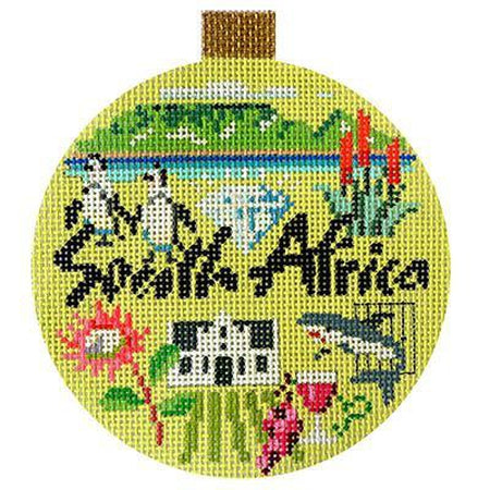 South Africa Travel Round Canvas - KC Needlepoint