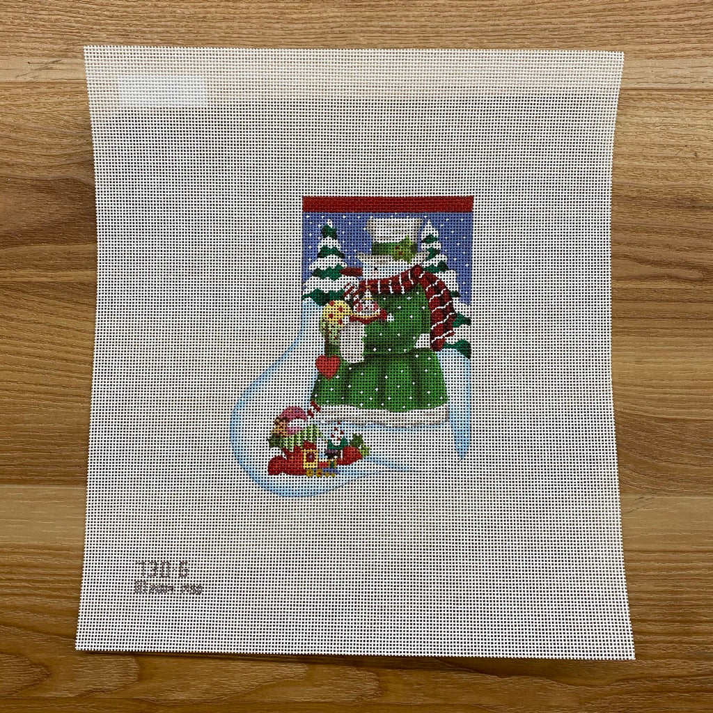 Toyland Snowman Mini Sock Needlepoint Canvas - needlepoint