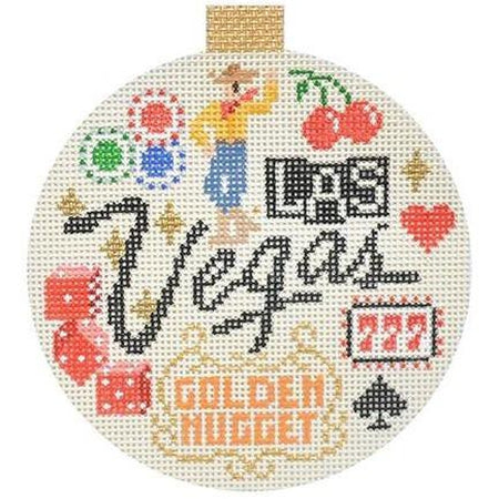 Las Vegas Travel Round Needlepoint Canvas - KC Needlepoint