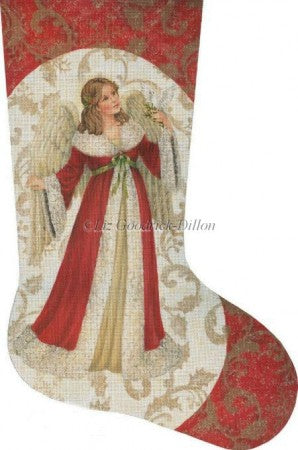 Red Angel with Dove Stocking Canvas - KC Needlepoint