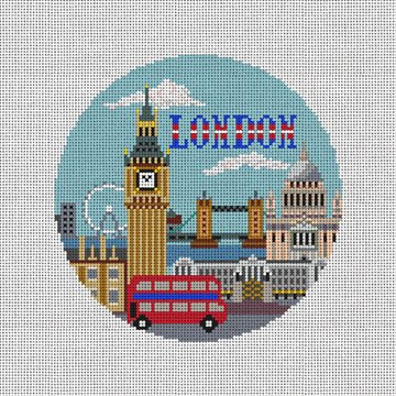 London Travel Round Needlepoint Canvas –
