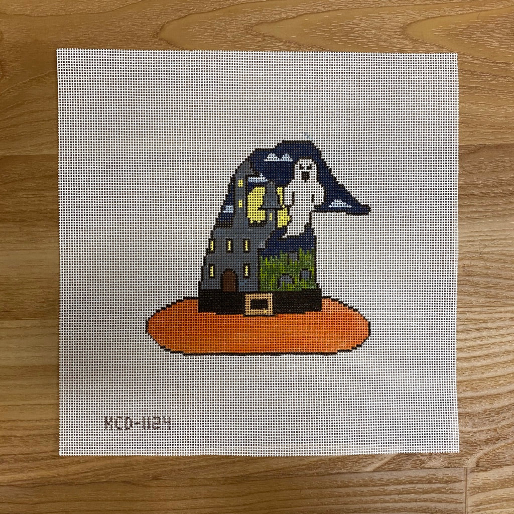 Haunted House Witch's Hat Canvas - needlepoint