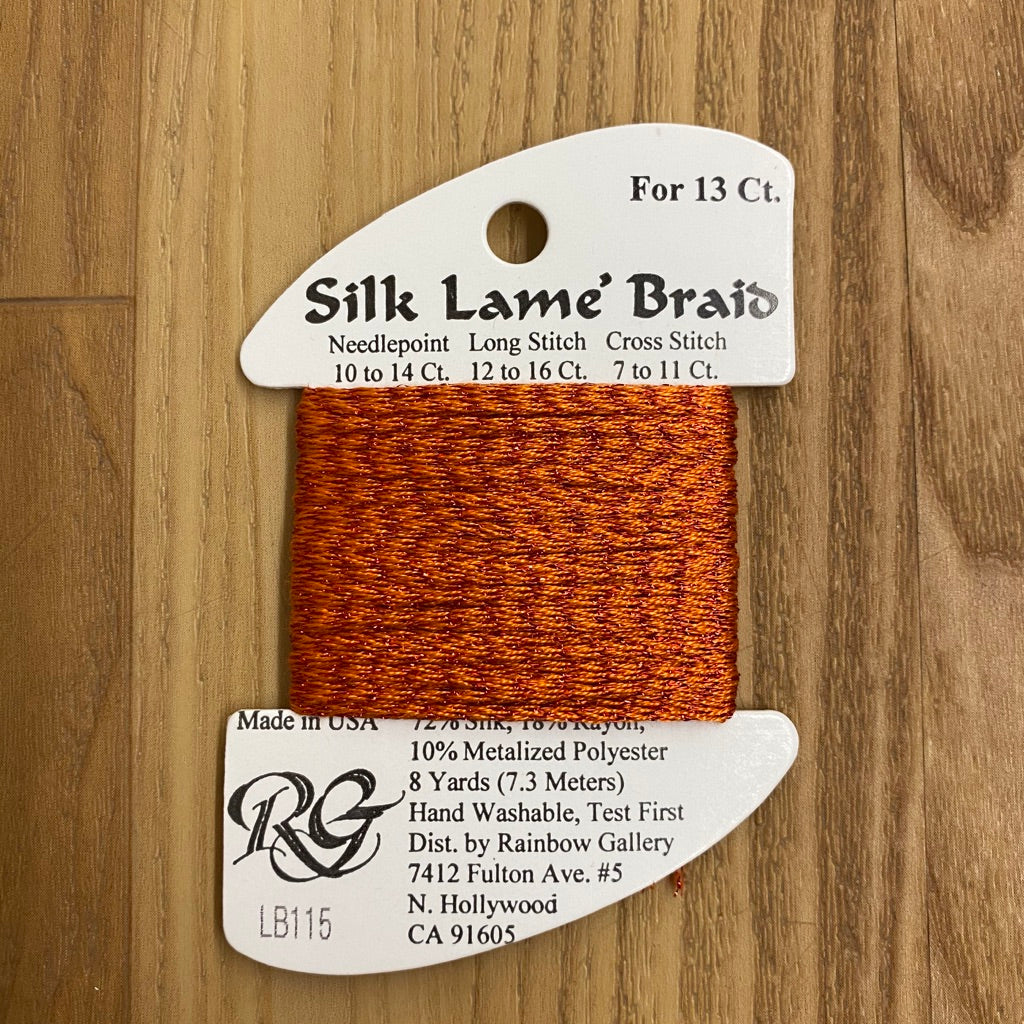 Silk Lamé Braid LB115 Red Orange - KC Needlepoint