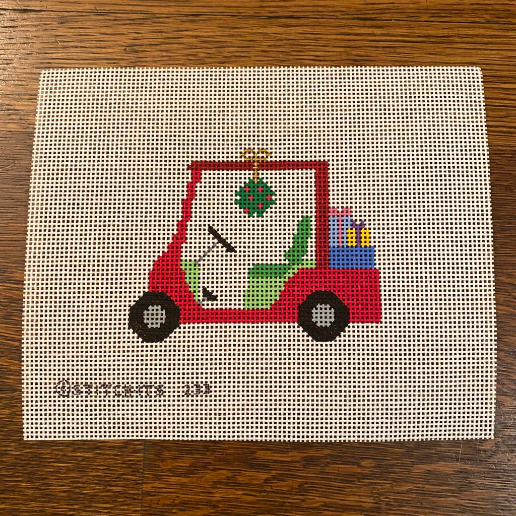 Christmas Golf Cart Canvas - needlepoint