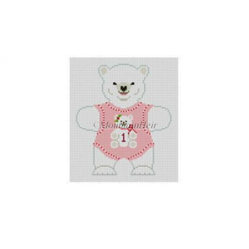 Polar Bear Pink Canvas - KC Needlepoint