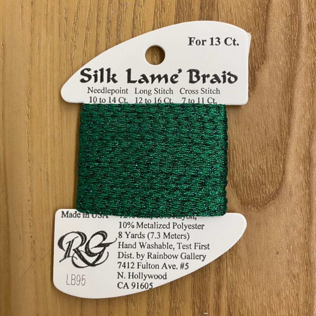 Silk Lamé Braid LB95 Medium Christmas Green - KC Needlepoint