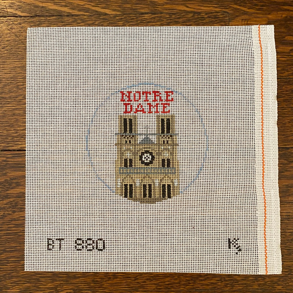 Notre Dame Cathedral Travel Round Canvas - needlepoint