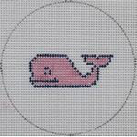 Pink Whale Round Canvas - KC Needlepoint